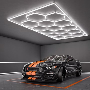 Luminária de teto LED HEXAGON LED/696W/85-265V 6500K 484x243 cm CRI 90 IP54 branca