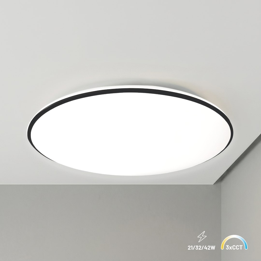 Luminária de tecto HUGO LED/21/32/42W/230V 3000/4000/6500K Ø 45 cm IP54 preta