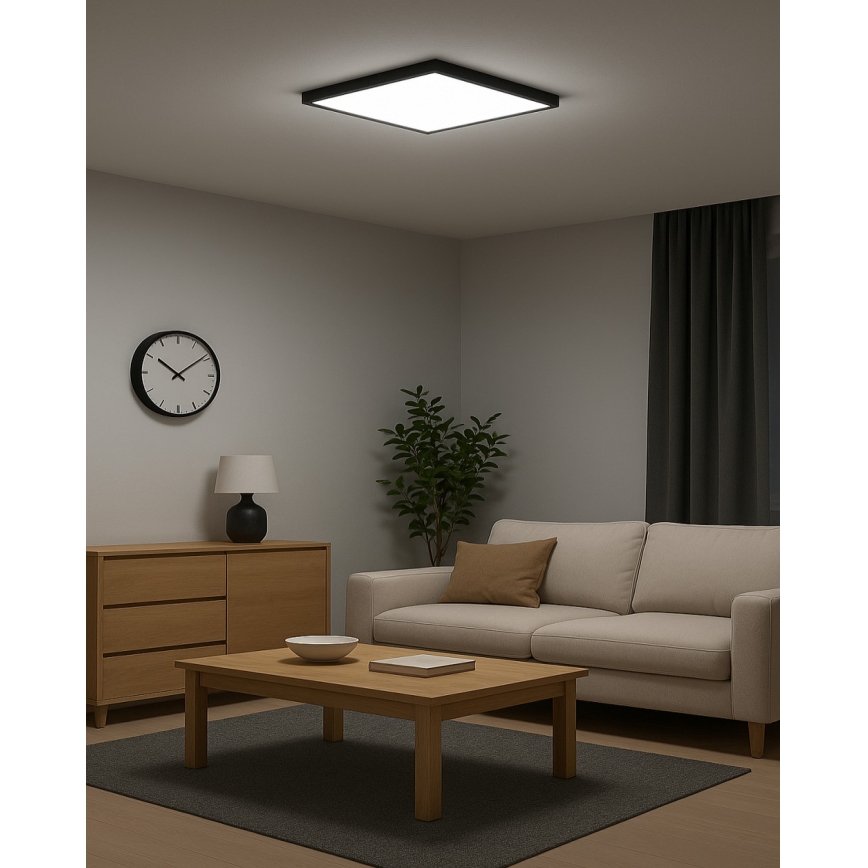 Luminária de teto LED LED/32W/230V 3000/4000/6500K 40x40 cm preta