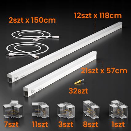 Luminária de teto LED HEXAGON LED/426W/85-265V 4000K 484x243 cm CRI 90 IP44 branca