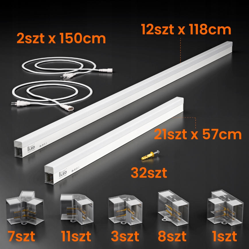 Luminária de teto LED HEXAGON LED/426W/85-265V 4000K 484x243 cm CRI 90 IP44 branca