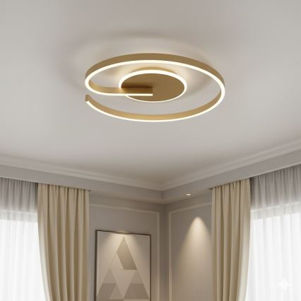 Luminária de teto LED LORENZO, 22 W, 230 V, diâmetro 50 cm, dourada