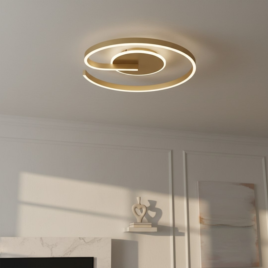 Luminária de teto LED LORENZO, 22 W, 230 V, diâmetro 50 cm, dourada