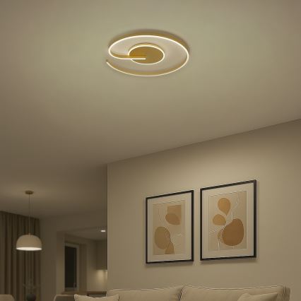 Luminária de teto LED LORENZO, 22 W, 230 V, diâmetro 50 cm, dourada