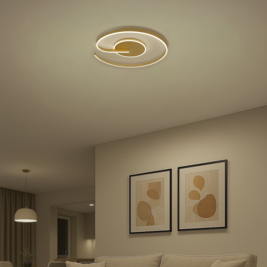Luminária de teto LED LORENZO, 22 W, 230 V, diâmetro 50 cm, dourada