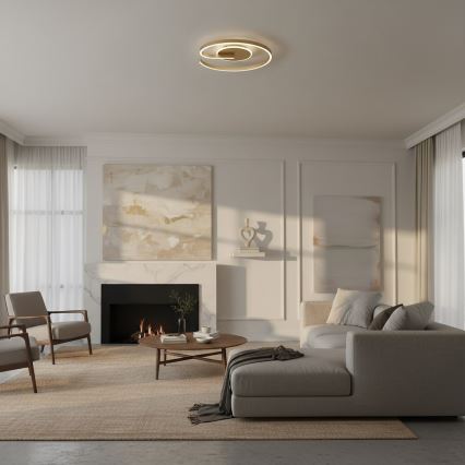 Luminária de teto LED LORENZO, 22 W, 230 V, diâmetro 50 cm, dourada