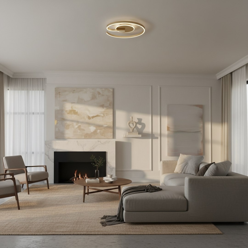 Luminária de teto LED LORENZO, 22 W, 230 V, diâmetro 50 cm, dourada