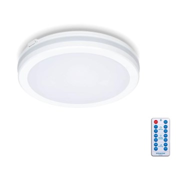Luminária de teto LED para banheiro com sensor LED/12W/230V 3000/4000/6500K IP65 diâmetro 20 cm branca + controlo remoto