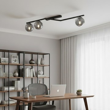 Luminária de teto NATON 3xE14/10W/230V preta/fumê