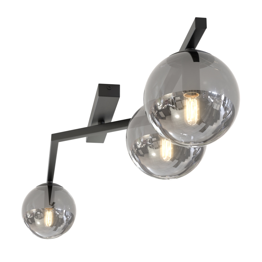 Luminária de teto NATON 3xE14/10W/230V preta/fumê
