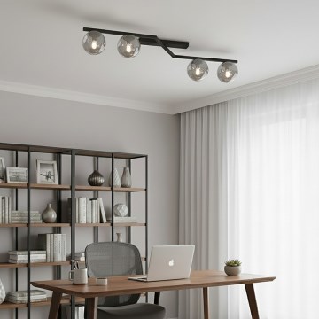 Luminária de teto NATON 4xE14/10W/230V preta/fumê