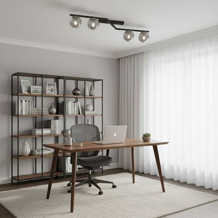 Luminária de teto NATON 4xE14/10W/230V preta/fumê