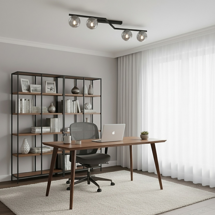 Luminária de teto NATON 4xE14/10W/230V preta/fumê