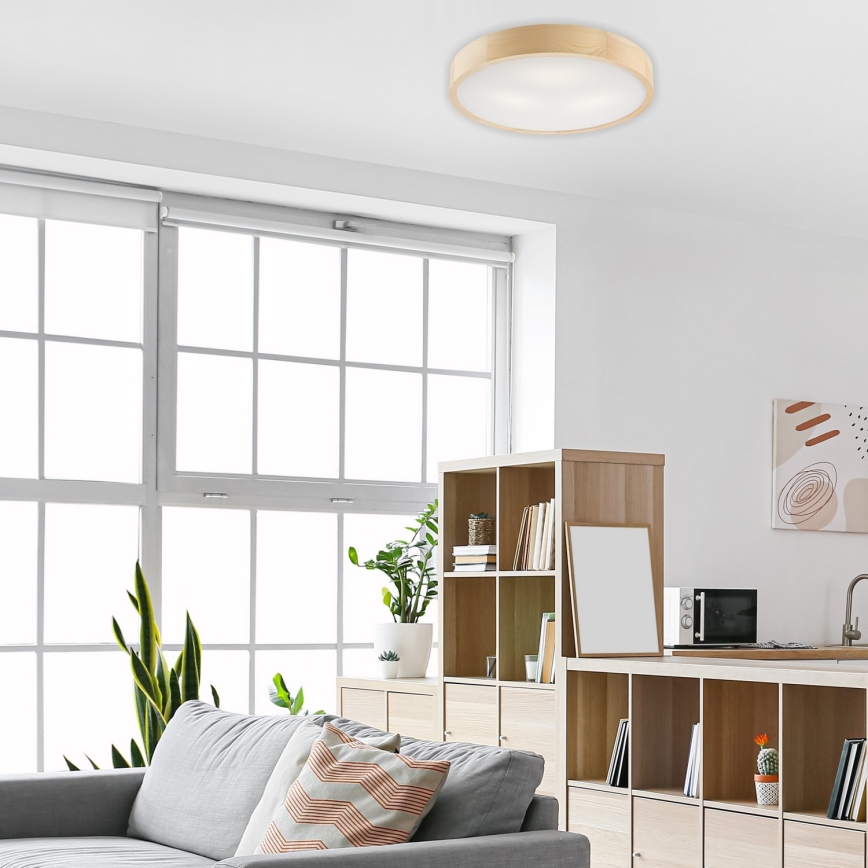 Luminária de teto NATURAL 3xE27/60W/230V ? 47 cm pinho