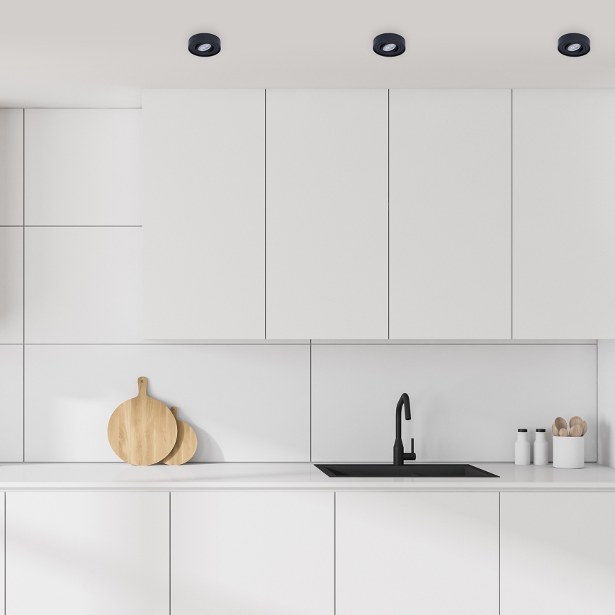 Luminária de embutir NUSA 1xGU5,3/MR16/50W/12V redonda preta