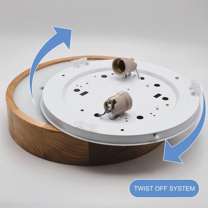 Luminária de teto OAK 2xE27/60W/230V carvalho ? 37,5 cm