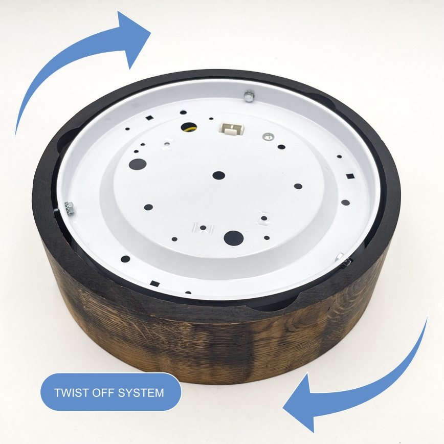 Luminária de teto OAK SMOKY 1xE27/15W/230V ? 27,5 cm carvalho/marrom escuro