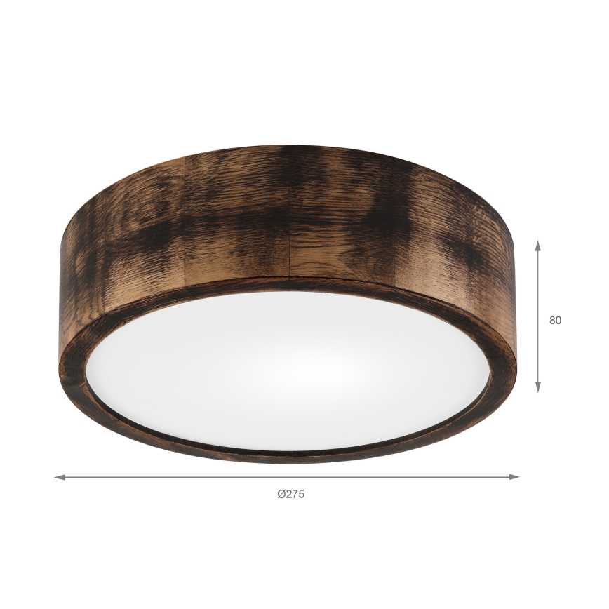 Luminária de teto OAK SMOKY 1xE27/15W/230V ? 27,5 cm carvalho/marrom escuro