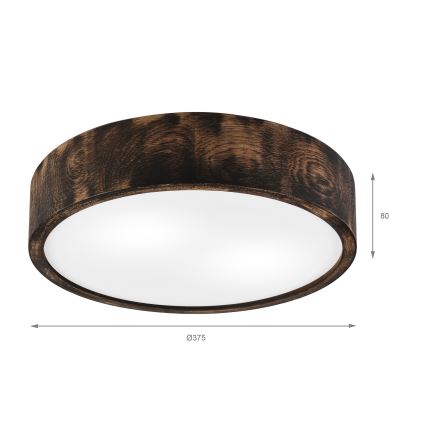 Luminária de teto OAK SMOKY 2xE27/15W/230V ? 37,5 cm carvalho/marrom escuro
