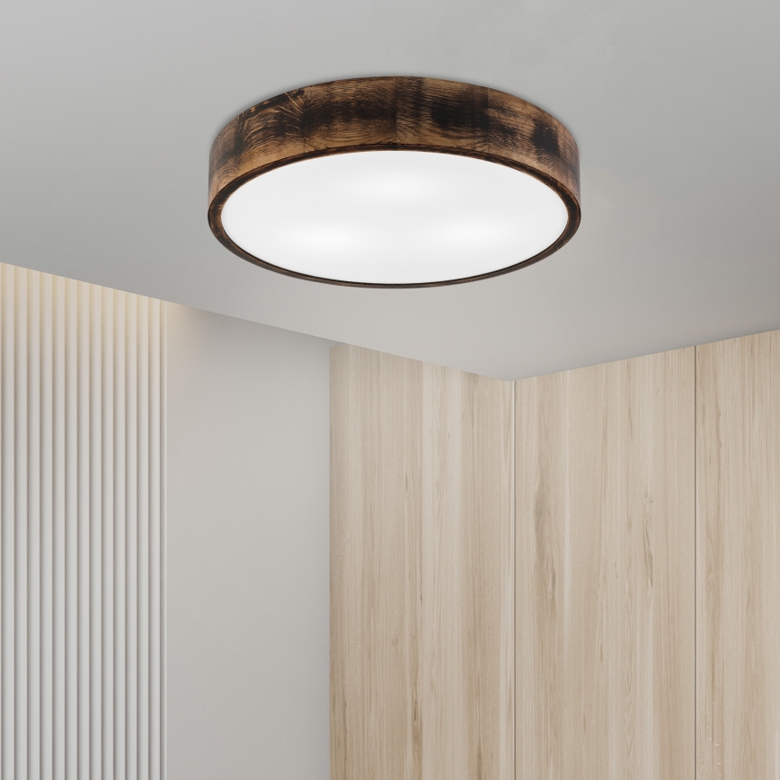 Luminária de teto OAK SMOKY 3xE27/15W/230V Ø 47,5 cm carvalho/marrom escuro