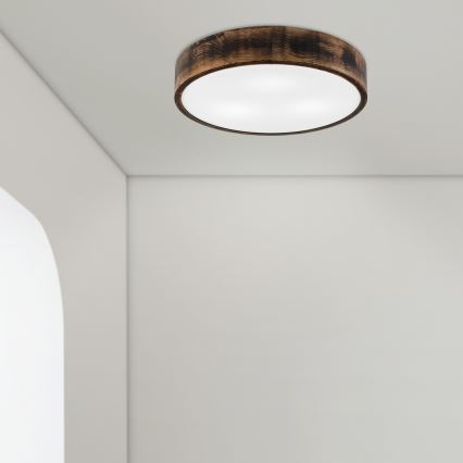 Luminária de teto OAK SMOKY 3xE27/15W/230V Ø 47,5 cm carvalho/marrom escuro