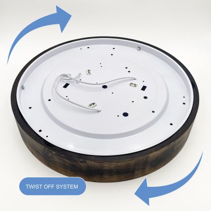 Luminária de teto OAK SMOKY 3xE27/15W/230V Ø 47,5 cm carvalho/marrom escuro