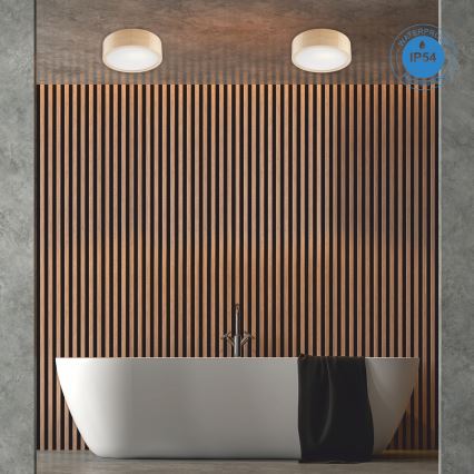 Luminária de teto para banheiro NATURAL 2xE27/15W/230V IP54 pinho Ø 27 cm
