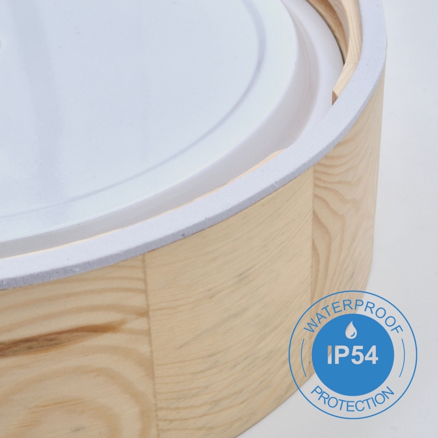 Luminária de teto para banheiro NATURAL 2xE27/15W/230V IP54 pinho Ø 27 cm