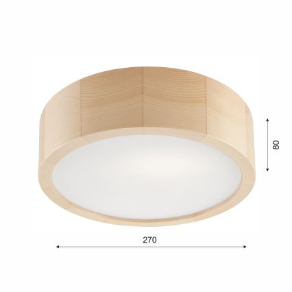 Luminária de teto para banheiro NATURAL 2xE27/15W/230V IP54 pinho Ø 27 cm