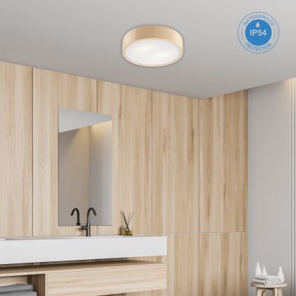 Luminária de teto para banheiro NATURAL 3xE27/15W/230V IP54 pinho Ø 37 cm