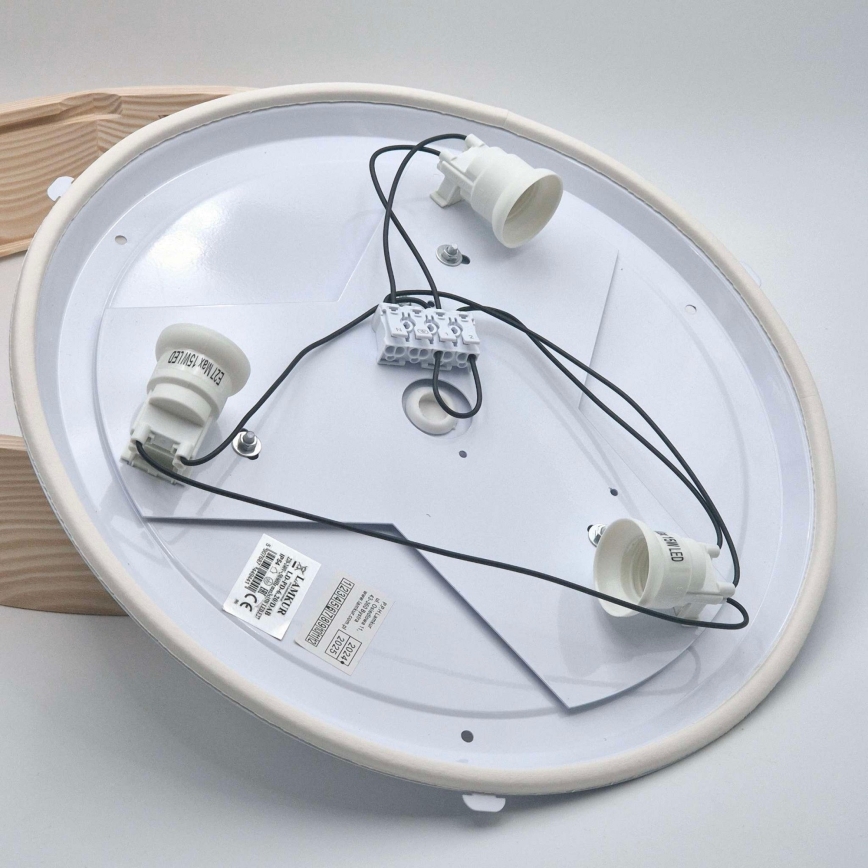 Luminária de teto para banheiro NATURAL 3xE27/15W/230V IP54 pinho Ø 37 cm