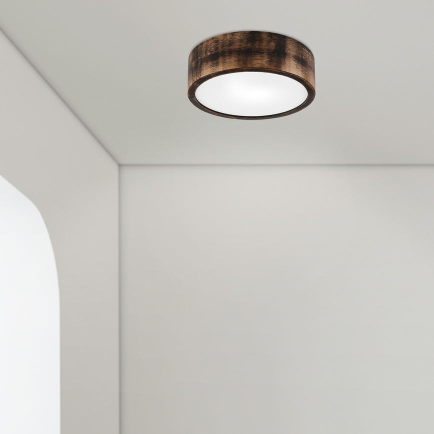 Luminária de teto para banheiro OAK SMOKY 2xE27/15W/230V IP54 Ø 27,5 cm carvalho/marrom
