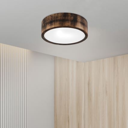 Luminária de teto para banheiro OAK SMOKY 2xE27/15W/230V IP54 Ø 27,5 cm carvalho/marrom