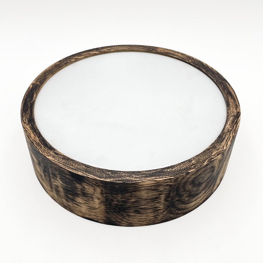 Luminária de teto para banheiro OAK SMOKY 2xE27/15W/230V IP54 Ø 27,5 cm carvalho/marrom