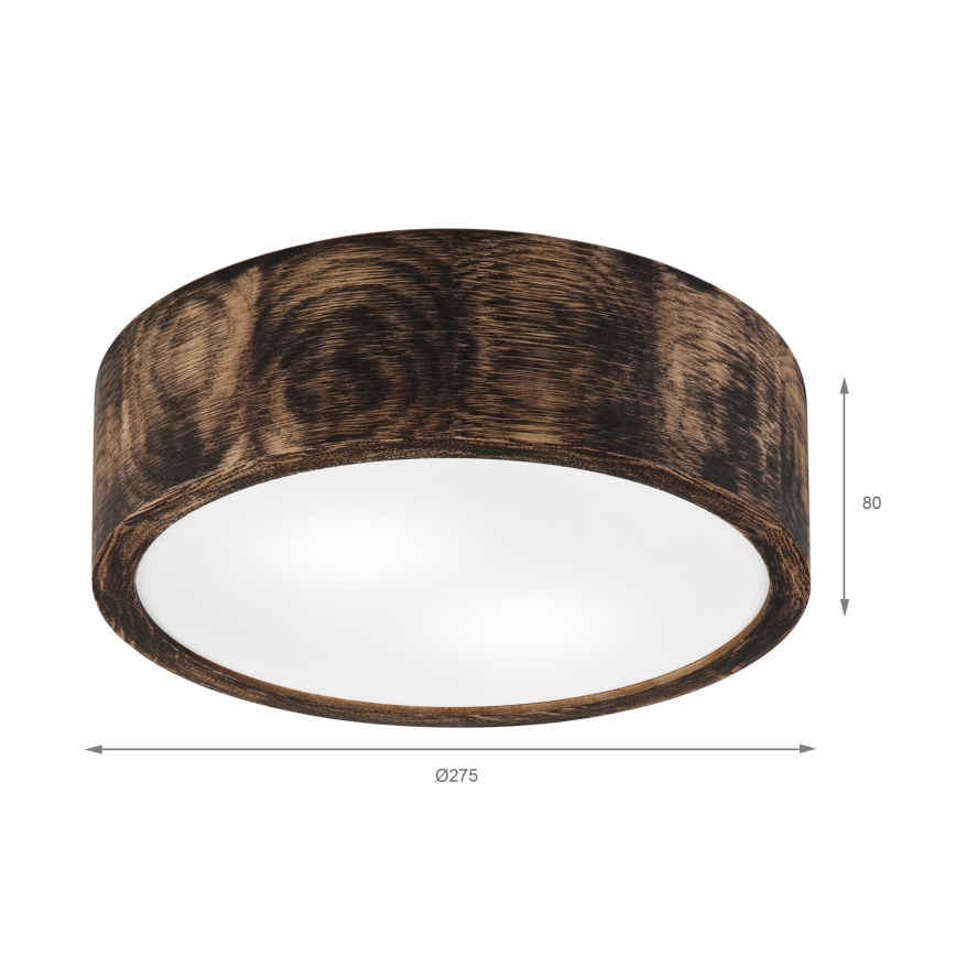 Luminária de teto para banheiro OAK SMOKY 2xE27/15W/230V IP54 Ø 27,5 cm carvalho/marrom