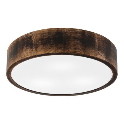 Luminária de teto para banheiro OAK SMOKY 3xE27/15W/230V IP54 – 37,5 cm carvalho/marrom