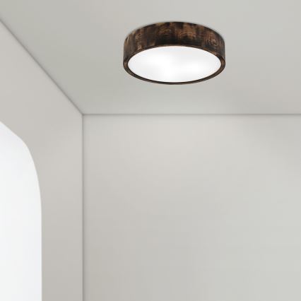 Luminária de teto para banheiro OAK SMOKY 3xE27/15W/230V IP54 – 37,5 cm carvalho/marrom
