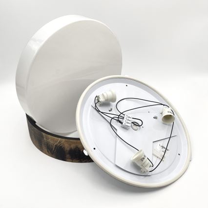 Luminária de teto para banheiro OAK SMOKY 3xE27/15W/230V IP54 – 37,5 cm carvalho/marrom