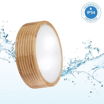 Luminária de teto para casa de banho OAK 2xE27/15W/230V IP54 carvalho Ø 27 cm