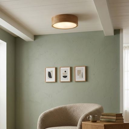 Luminária de teto para casa de banho OAK 2xE27/15W/230V IP54 carvalho Ø 27 cm