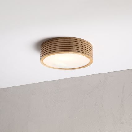 Luminária de teto para casa de banho OAK 2xE27/15W/230V IP54 carvalho Ø 27 cm