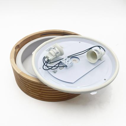 Luminária de teto para casa de banho OAK 2xE27/15W/230V IP54 carvalho Ø 27 cm