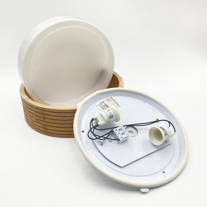 Luminária de teto para casa de banho OAK 2xE27/15W/230V IP54 carvalho Ø 27 cm