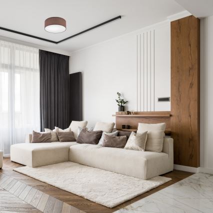 Luminária de teto SIRJA 1xE27/60W/230V diâmetro 35 cm castanha