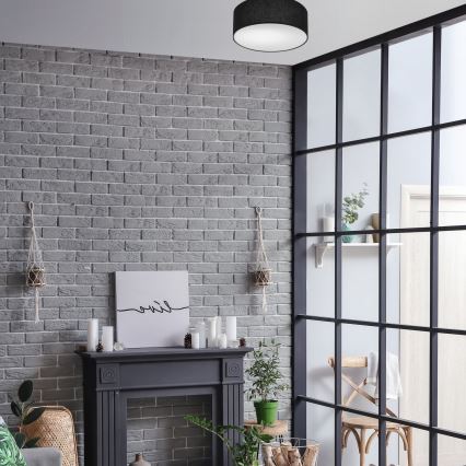 Luminária de teto SIRJA 1xE27/60W/230V diâmetro 35 cm preta