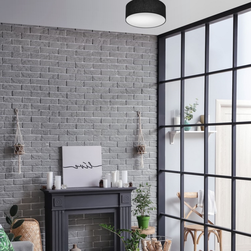 Luminária de teto SIRJA 1xE27/60W/230V diâmetro 35 cm preta