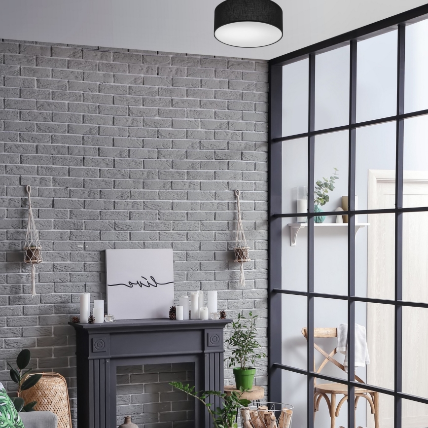 Luminária de teto SIRJA 1xE27/60W/230V diâmetro 35 cm preta