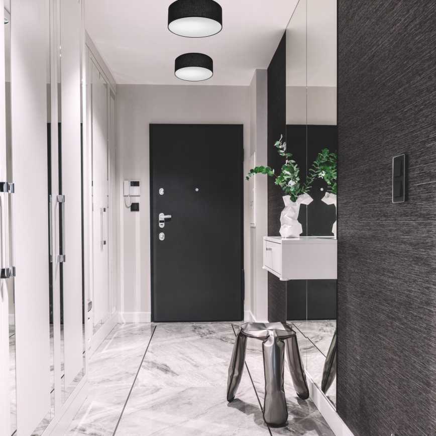 Luminária de teto SIRJA 1xE27/60W/230V diâmetro 35 cm preta