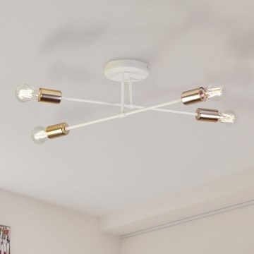 Luminária de teto sobreposta CAMBRIDGE 4xE27/15W/230V latão/branco