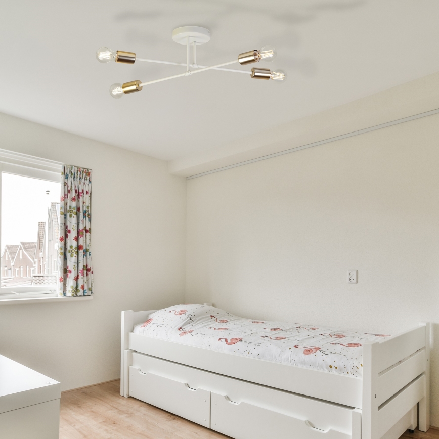 Luminária de teto sobreposta CAMBRIDGE 4xE27/15W/230V latão/branco